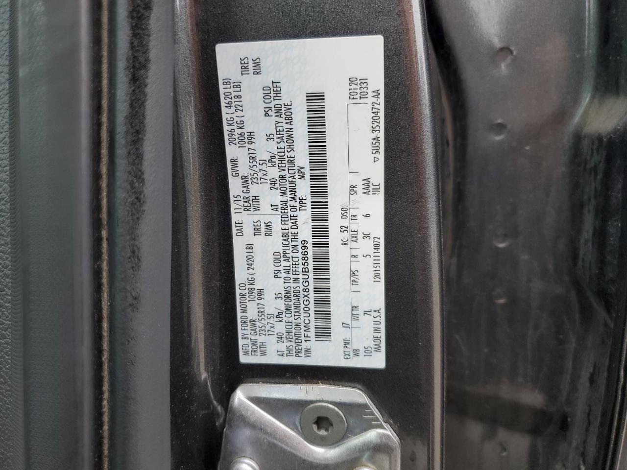2016 FORD ESCAPE SE - 1FMCU0GX8GUB58699