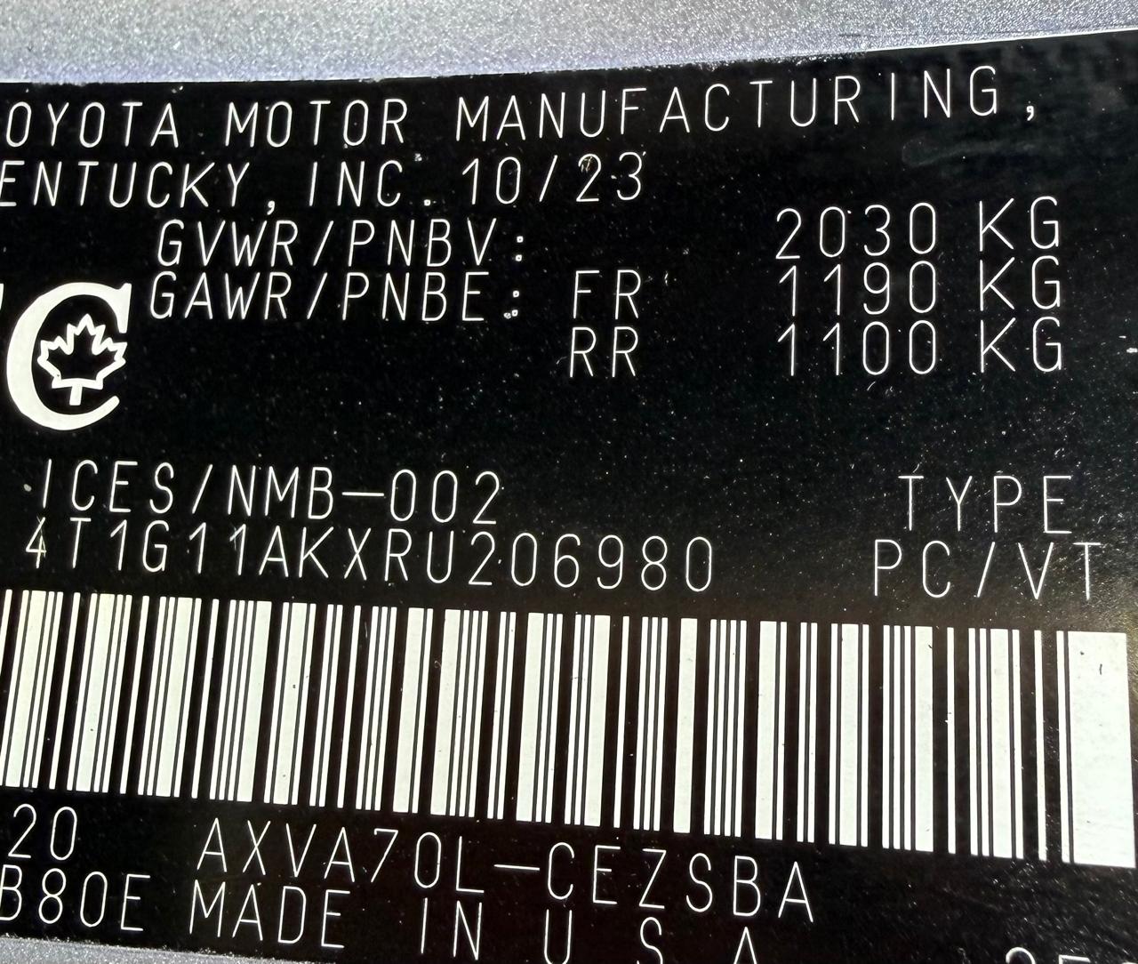 Toyota Camry SE 2024 Silver – 2.5L FWD Sedan | VIN: 4T1G11AKXRU206980