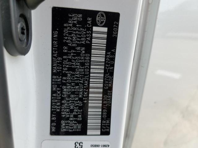 Toyota Camry XSE 6V 2020 White VIN: 4t1kz1ak2lu036060