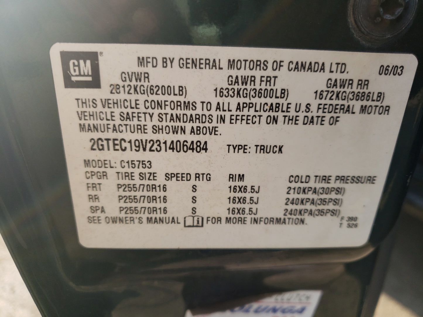 2003 GMC NEW SIERRA - 2GTEC19V231406484