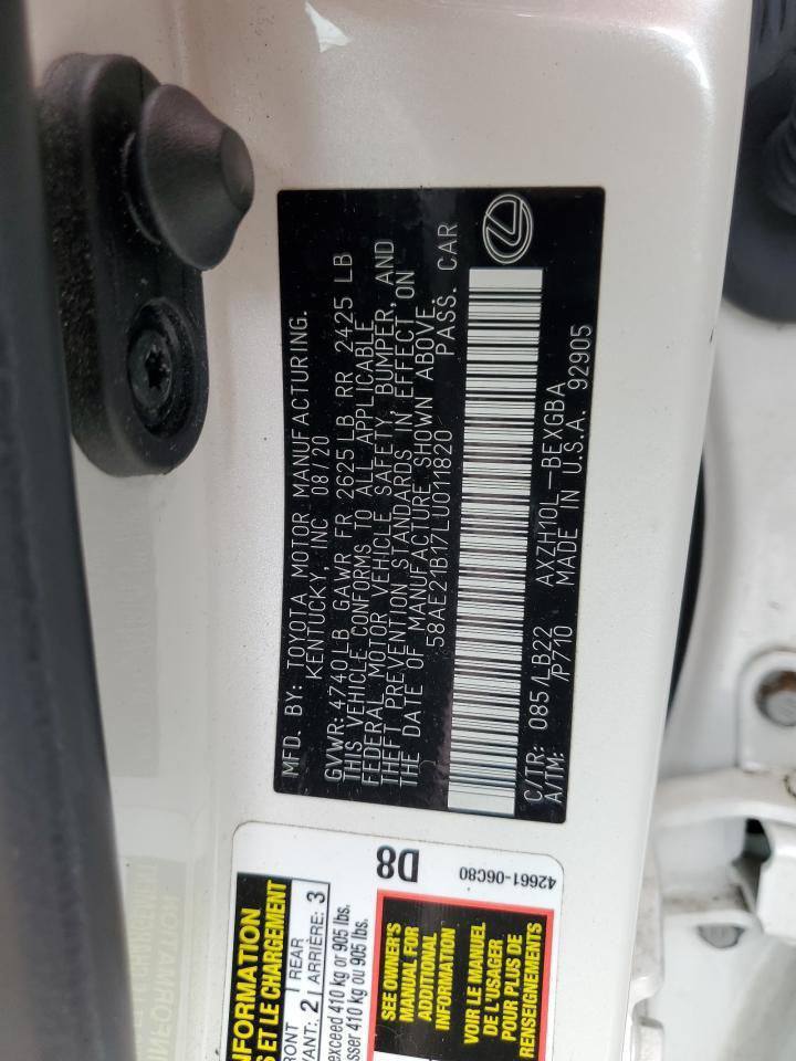 Lexus ES 300 2020 – Hybrid Luxury Sedan | VIN: 58AE21B17LU011820