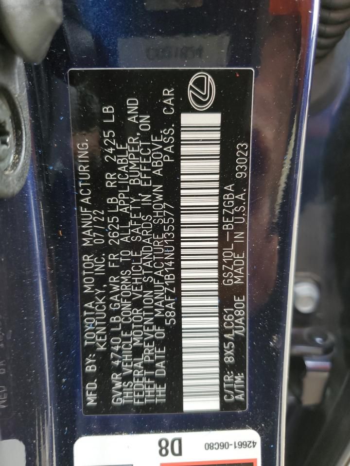 Lexus ES 350 Ultra Luxury 2022 – Premium Blue Sedan | VIN: 58AFZ1B14NU135577