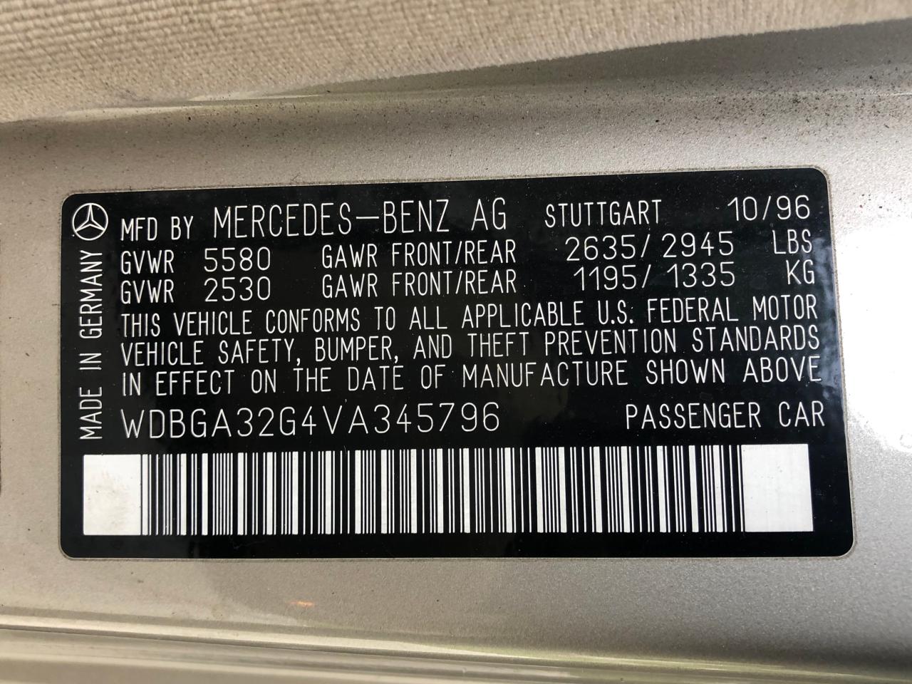 1997 MERCEDES-BENZ S 320W - WDBGA32G4VA345796