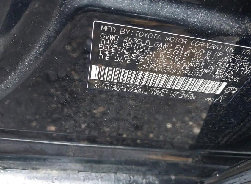 2019 Lexus IS 300 | Black | 2.0L RWD | VIN: JTHBA1D27K5086094