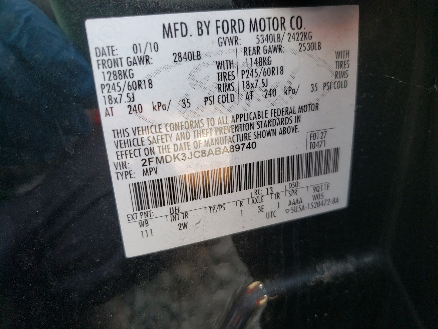 2010 FORD EDGE SEL - 2FMDK3JC8ABA89740