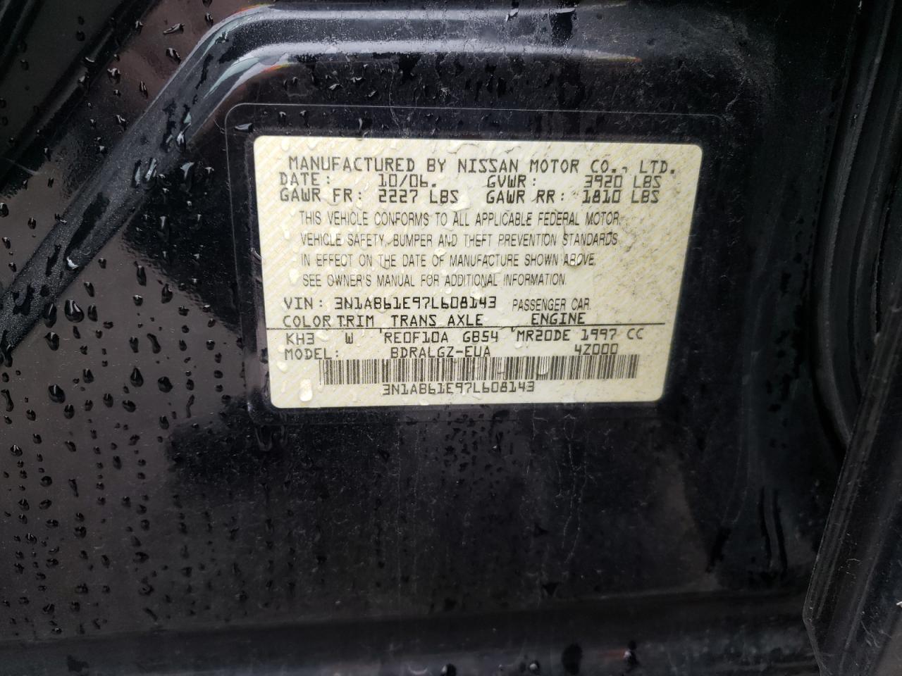 2007 NISSAN SENTRA 2.0 - 3N1AB61E97L608143