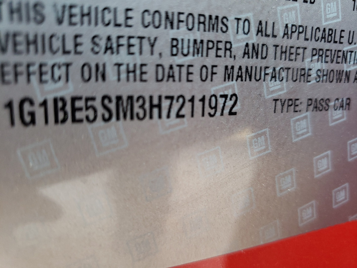 2017 CHEVROLET CRUZE LT - 1G1BE5SM3H7211972