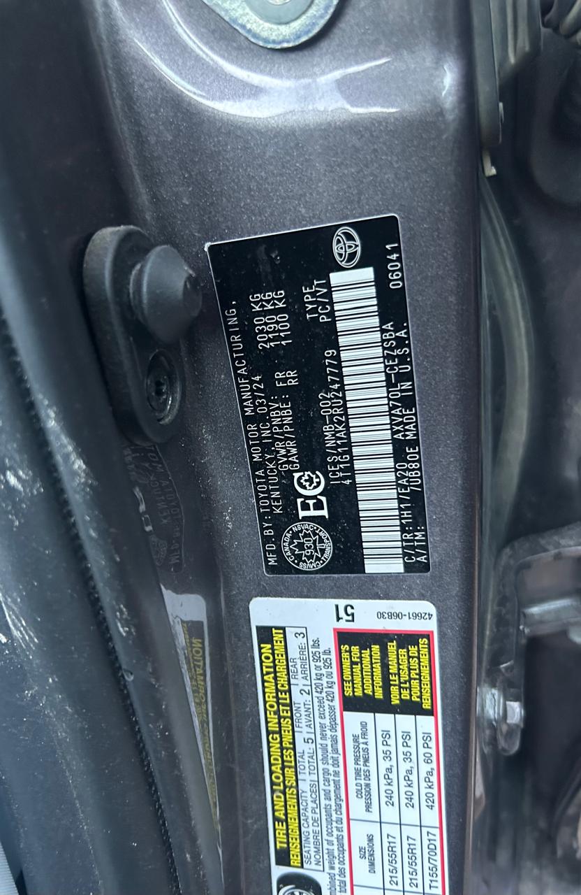 Toyota Camry SE 2024 Gray – 2.5L FWD Sedan | VIN: 4T1611AK2RU247779