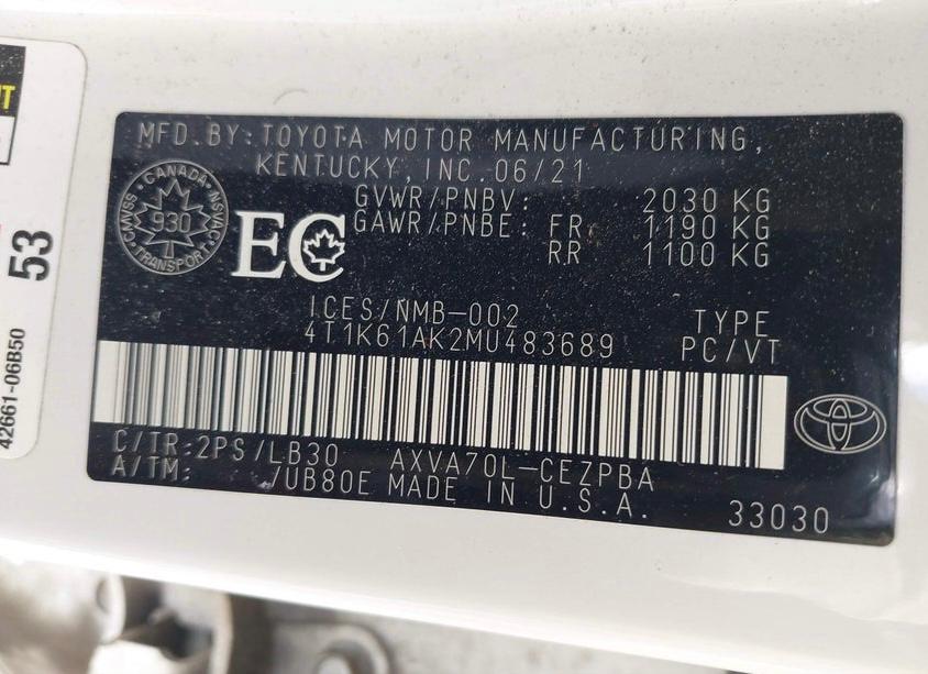 2021 Toyota Camry XSE | White | 2.5L I4 FWD Sedan | VIN: 4T1K61AK2MU483689