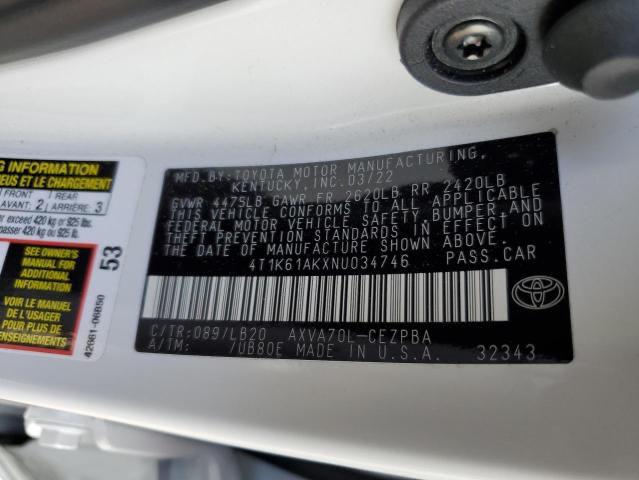 2022 Toyota Camry XSE | White | 2.5L Gas | VIN: 4T1K61AKXNU03474