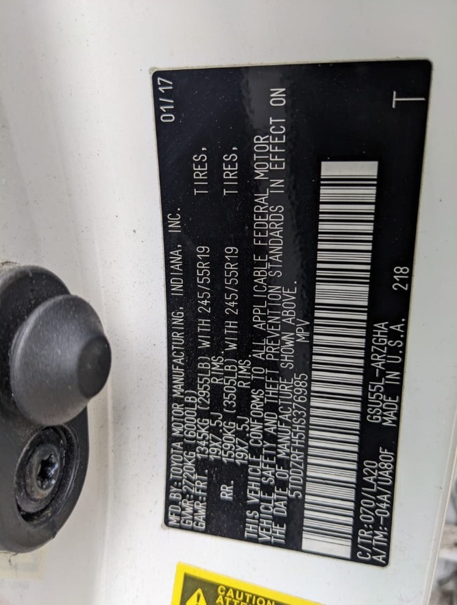 2017 Toyota Highlander 5TDDZRFH5HS376985