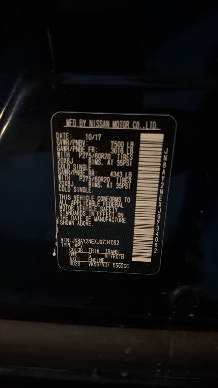 Nissan Armada Platinum 2018 Blue – 5.6L V8 AWD SUV | VIN: JNBAY2NEXJ9734062