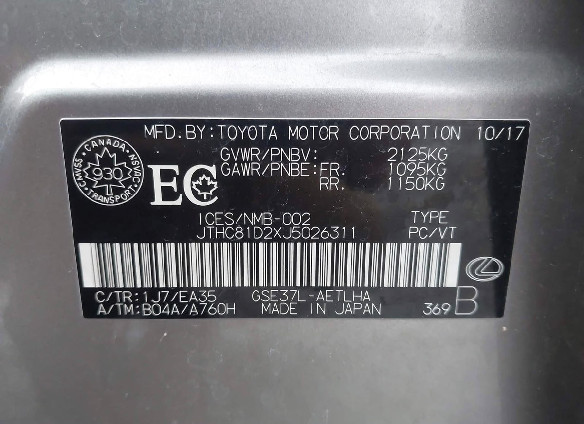 2018 Lexus IS 350 VIN: JTHC81D2XJ5026311 | Silver | 3.5L V6 RWD Sedan