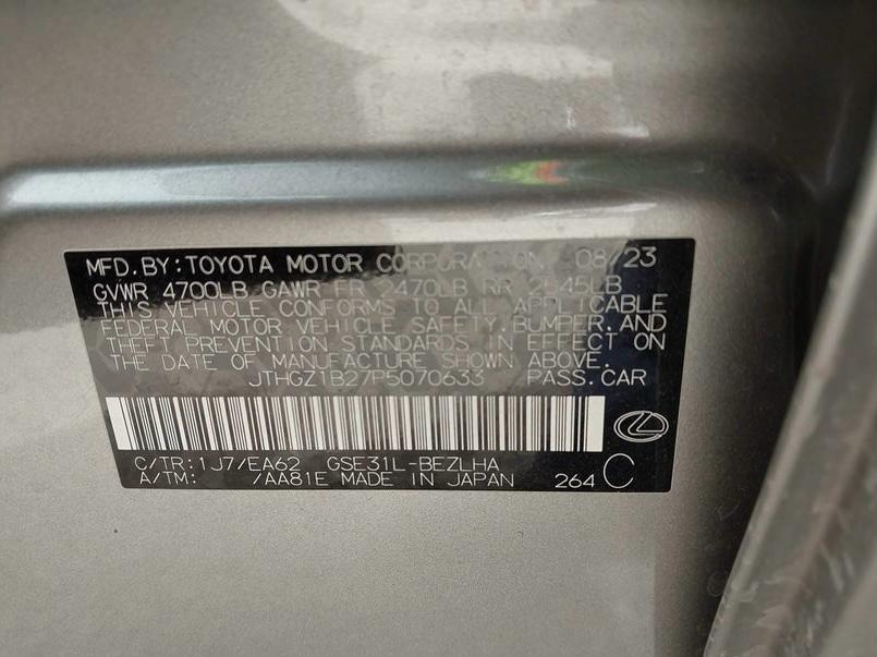 Lexus IS 350 F Sport 2023 Gray – 3.5L V6 RWD Sport Sedan | VIN: JTHGZ1B27P5070633