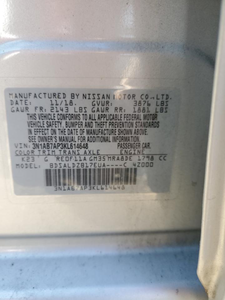 2019 NISSAN SENTRA S - 3N1AB7AP3KL614648