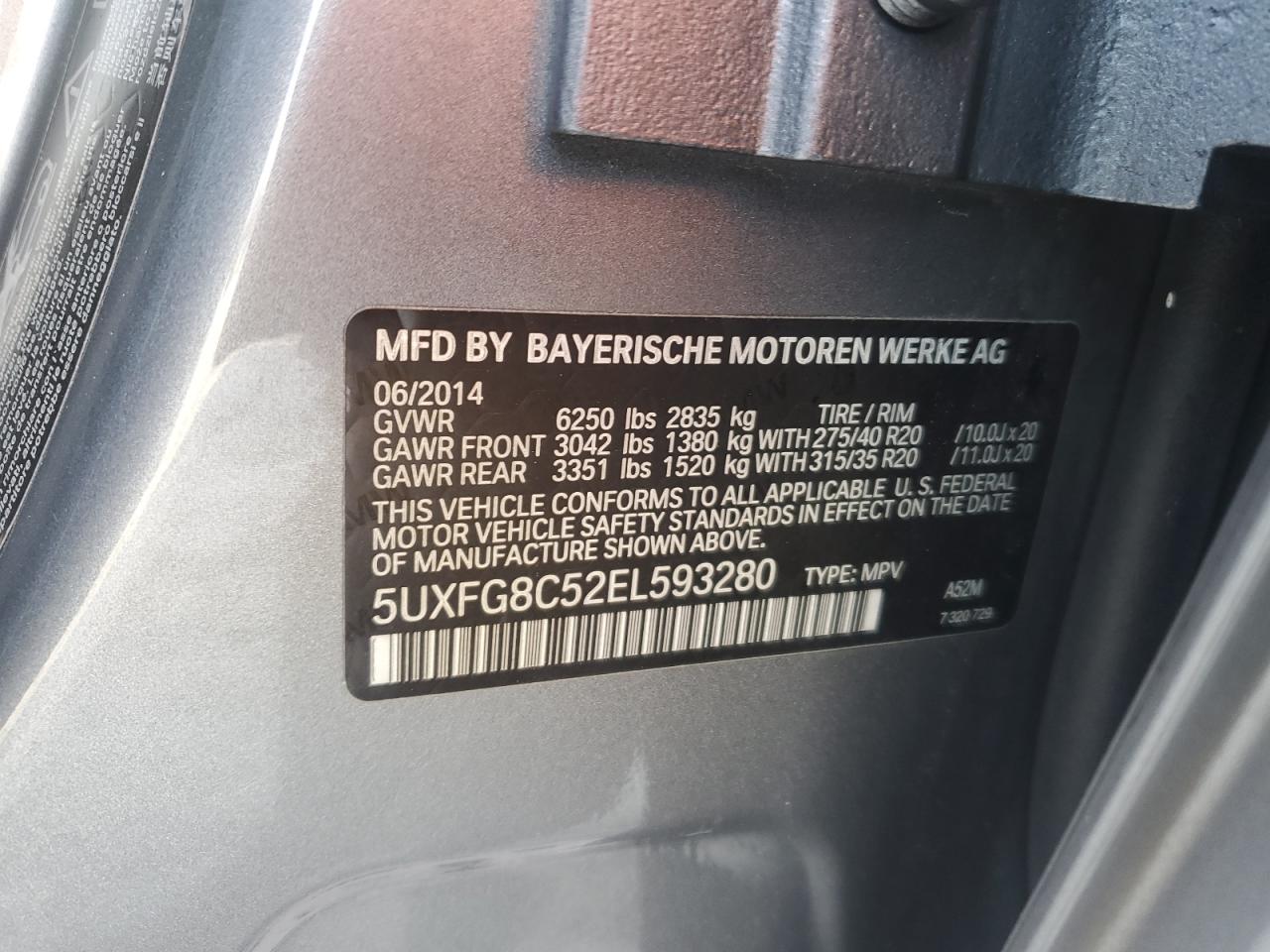 2014 BMW X6 XDRIVE5 - 5UXFG8C52EL593280