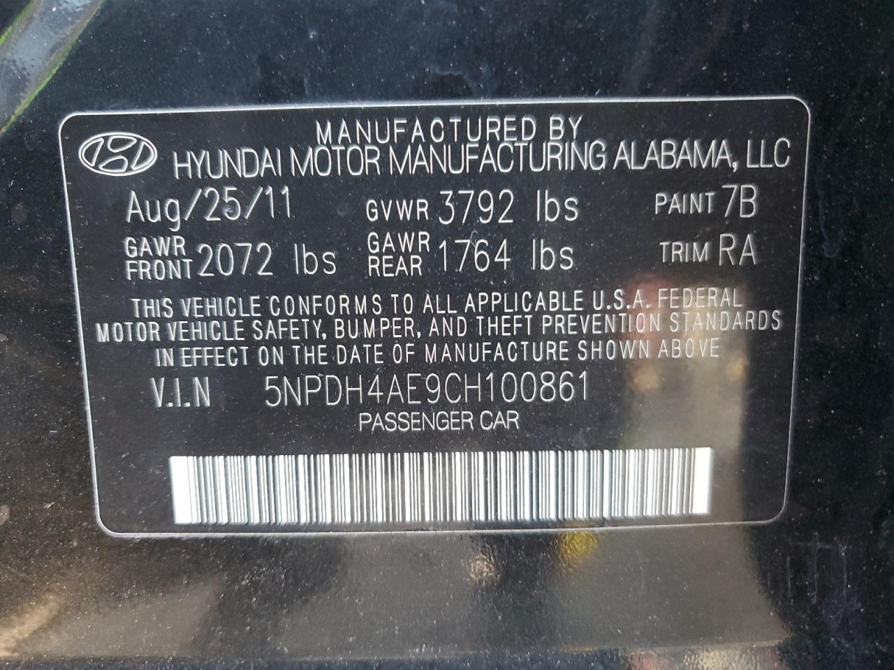 2012 HYUNDAI ELANTRA GL - 5NPDH4AE9CH100861