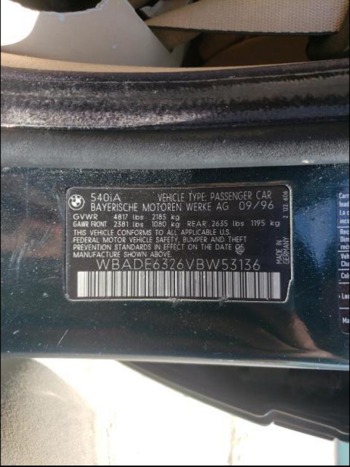 1997 BMW 540 I AUTO - WBADE6326VBW53136 — photo 2