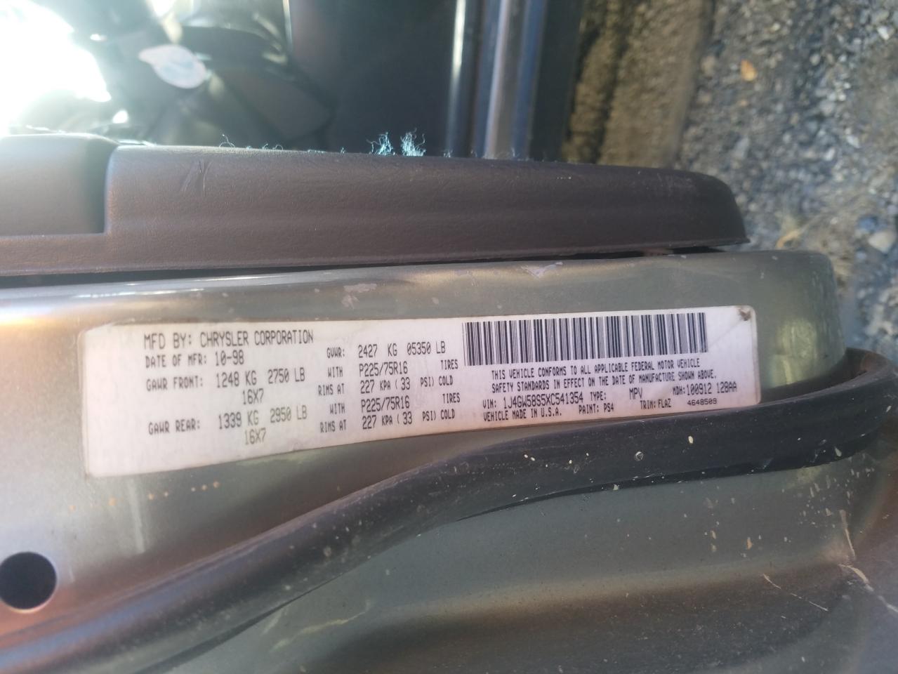 1999 JEEP GRAND CHER - 1J4GW58S5XC541354 — photo 9