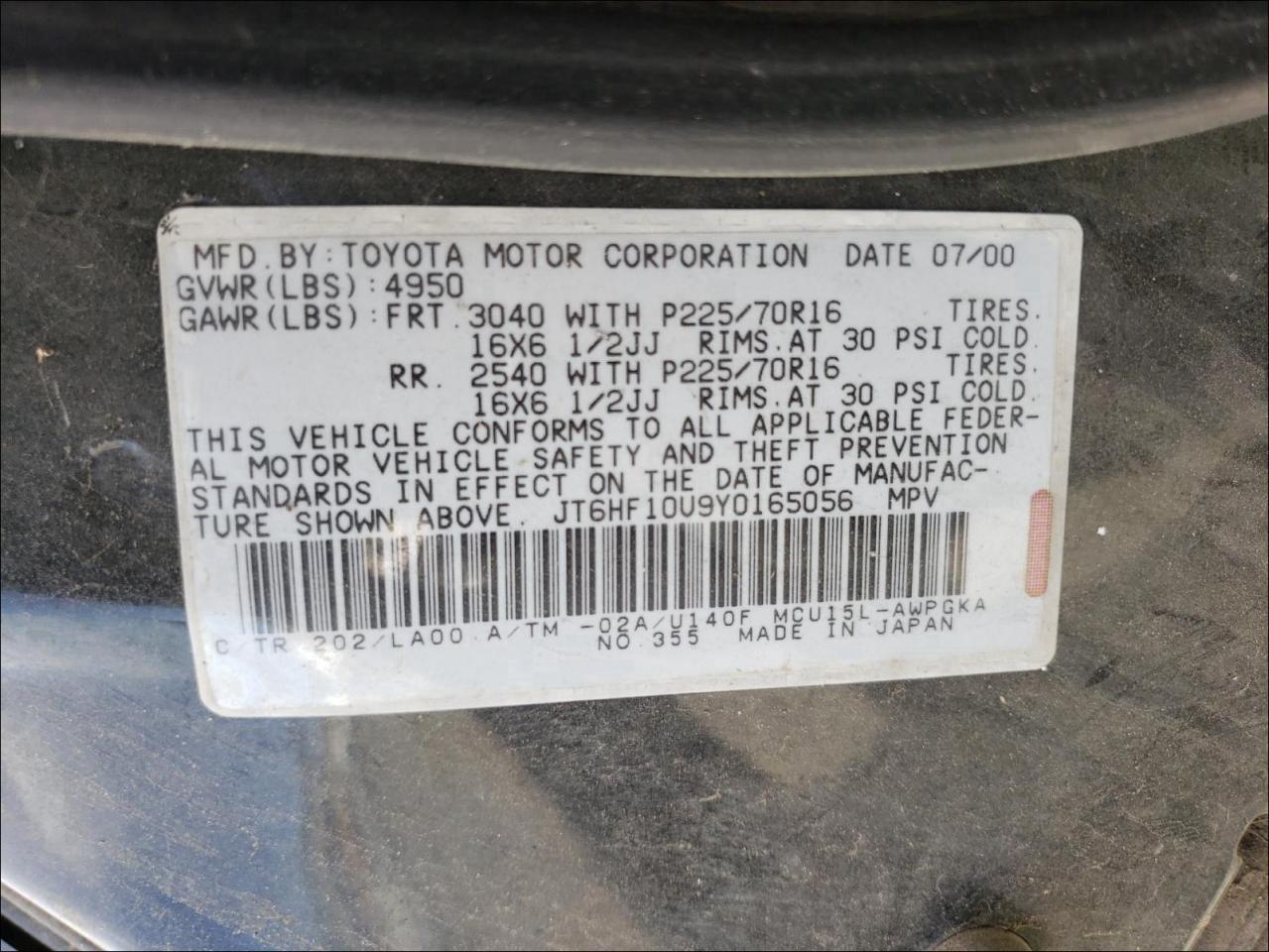 2000 LEXUS RX 300 - JT6HF10U9Y0165056 — photo 10