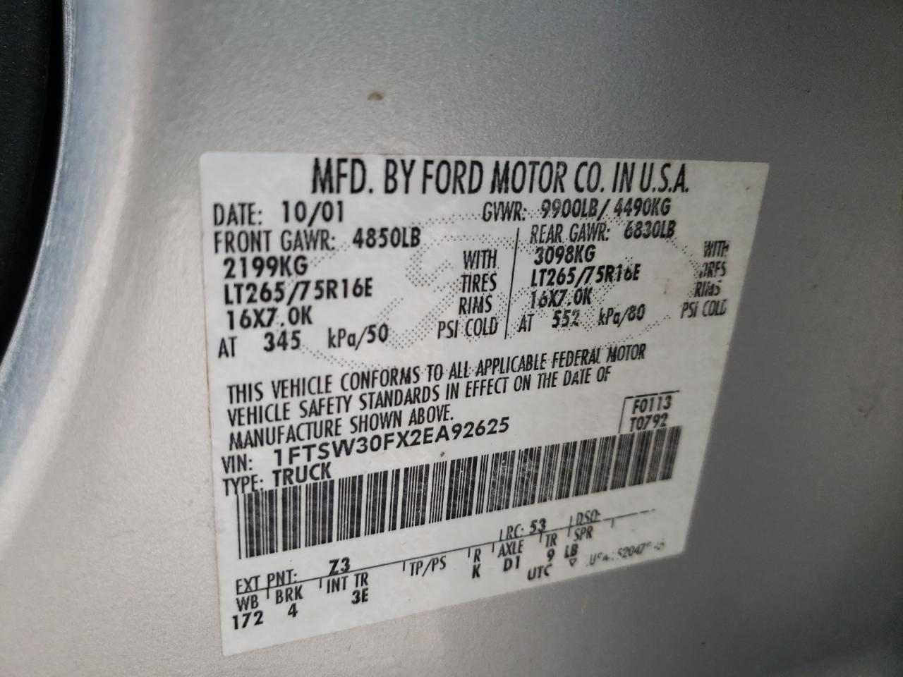 2002 FORD F350 SRW S - 1FTSW30FX2EA92625 — photo 10