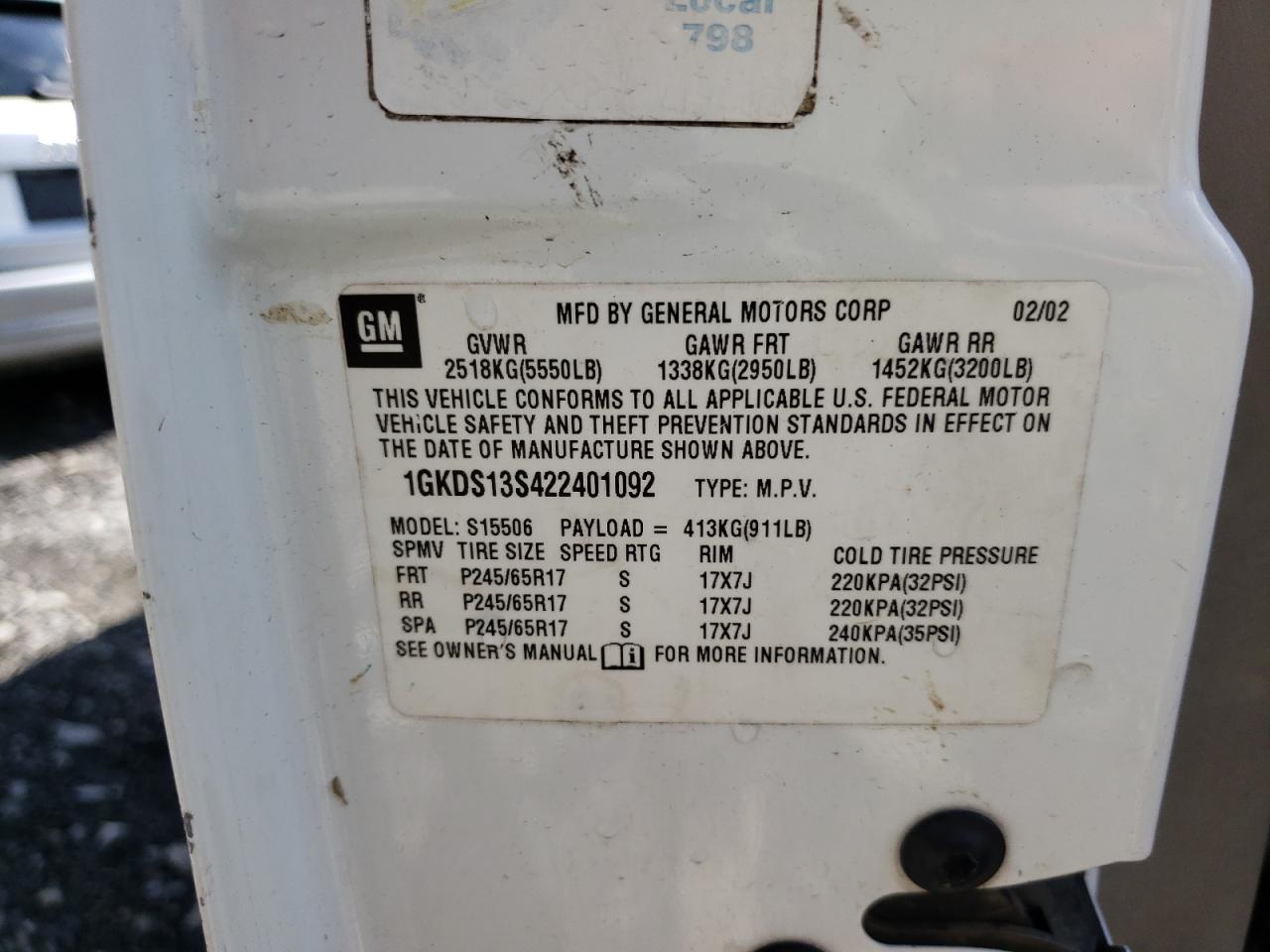 2002 GMC ENVOY - 1GKDS13S422401092 — photo 10