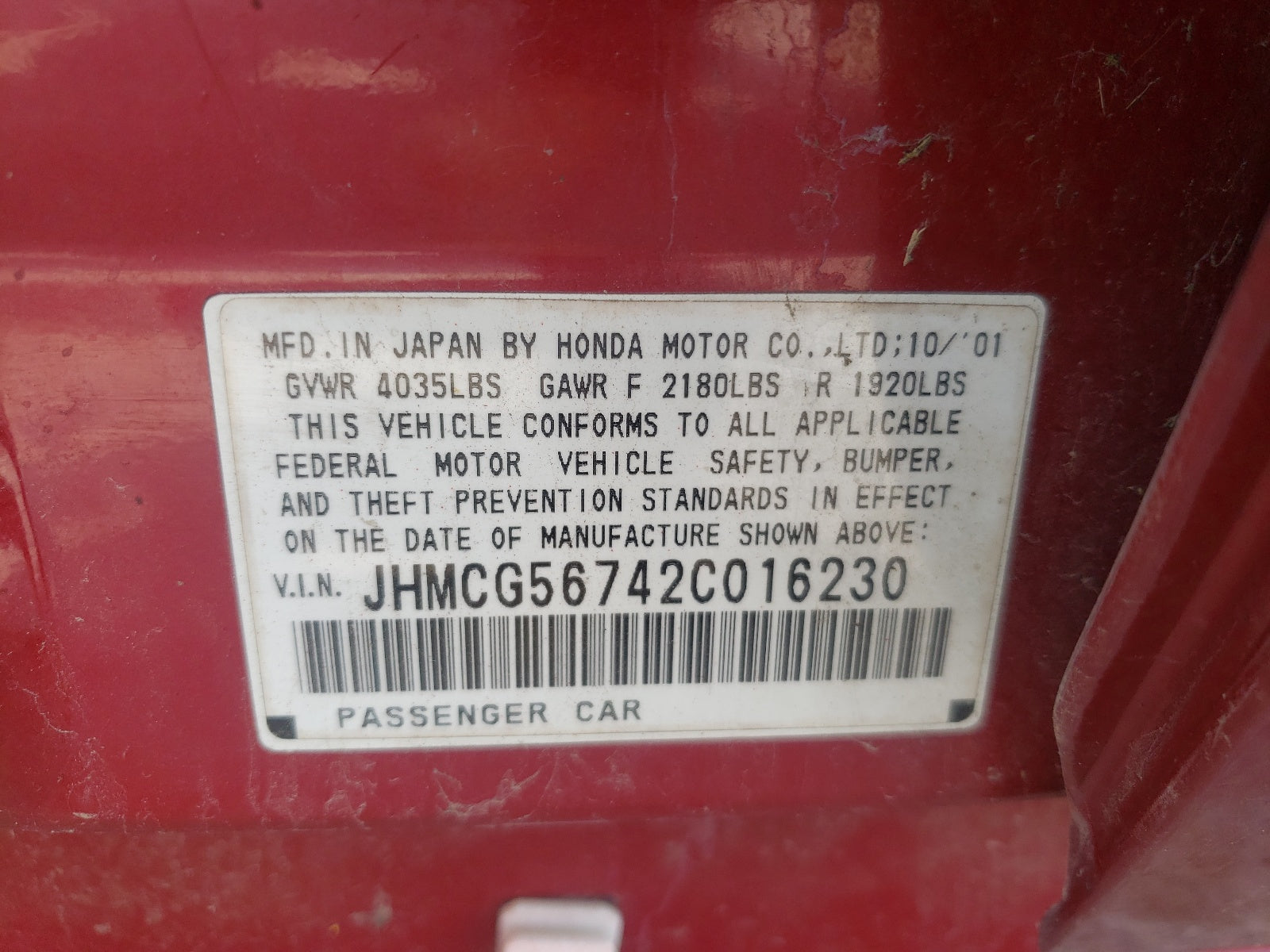 2002 HONDA ACCORD SE - JHMCG56742C016230 — photo 8