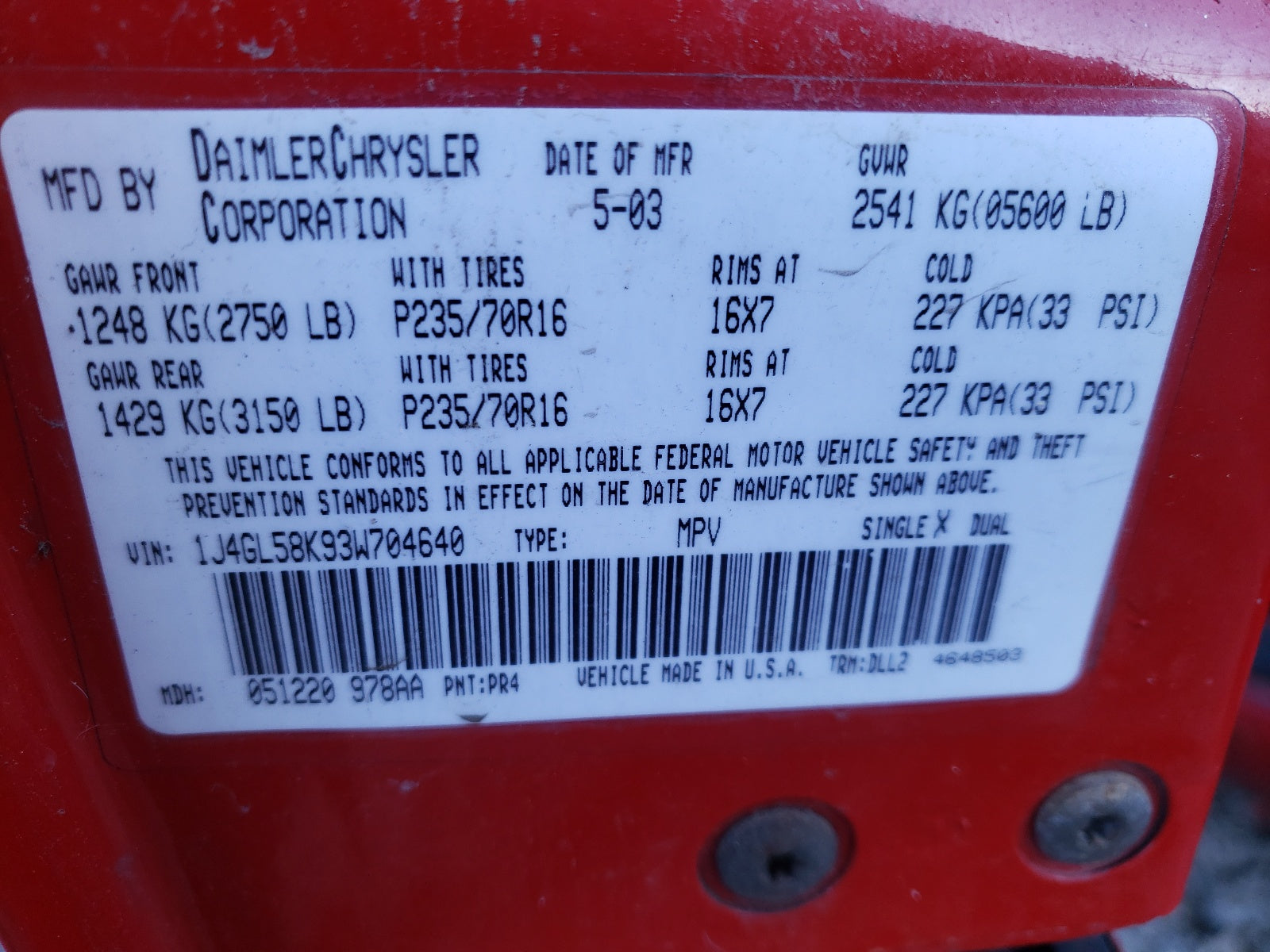2003 JEEP LIBERTY LI - 1J4GL58K93W704640 — photo 9