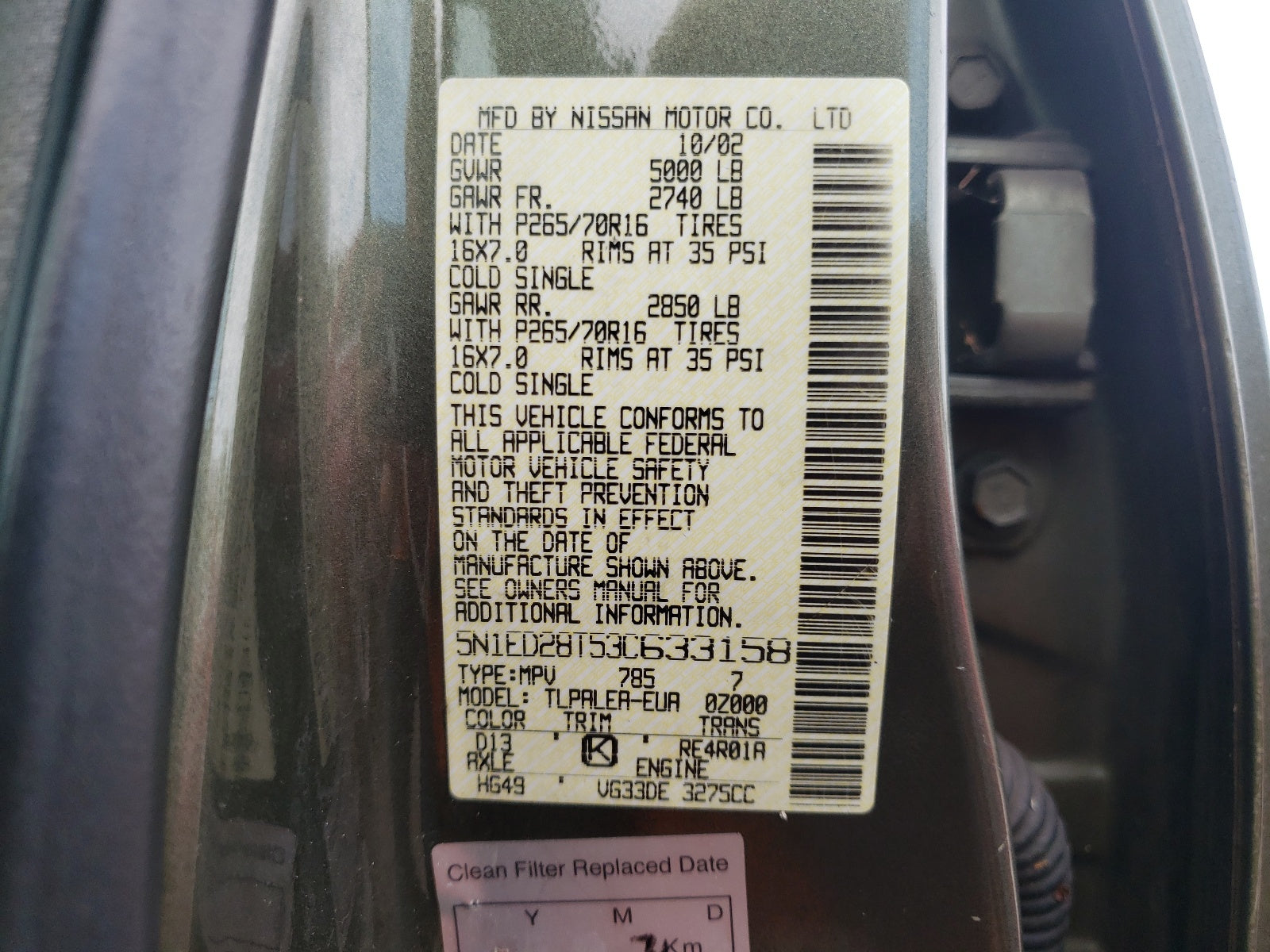 2003 NISSAN XTERRA XE - 5N1ED28T53C633158 — photo 10