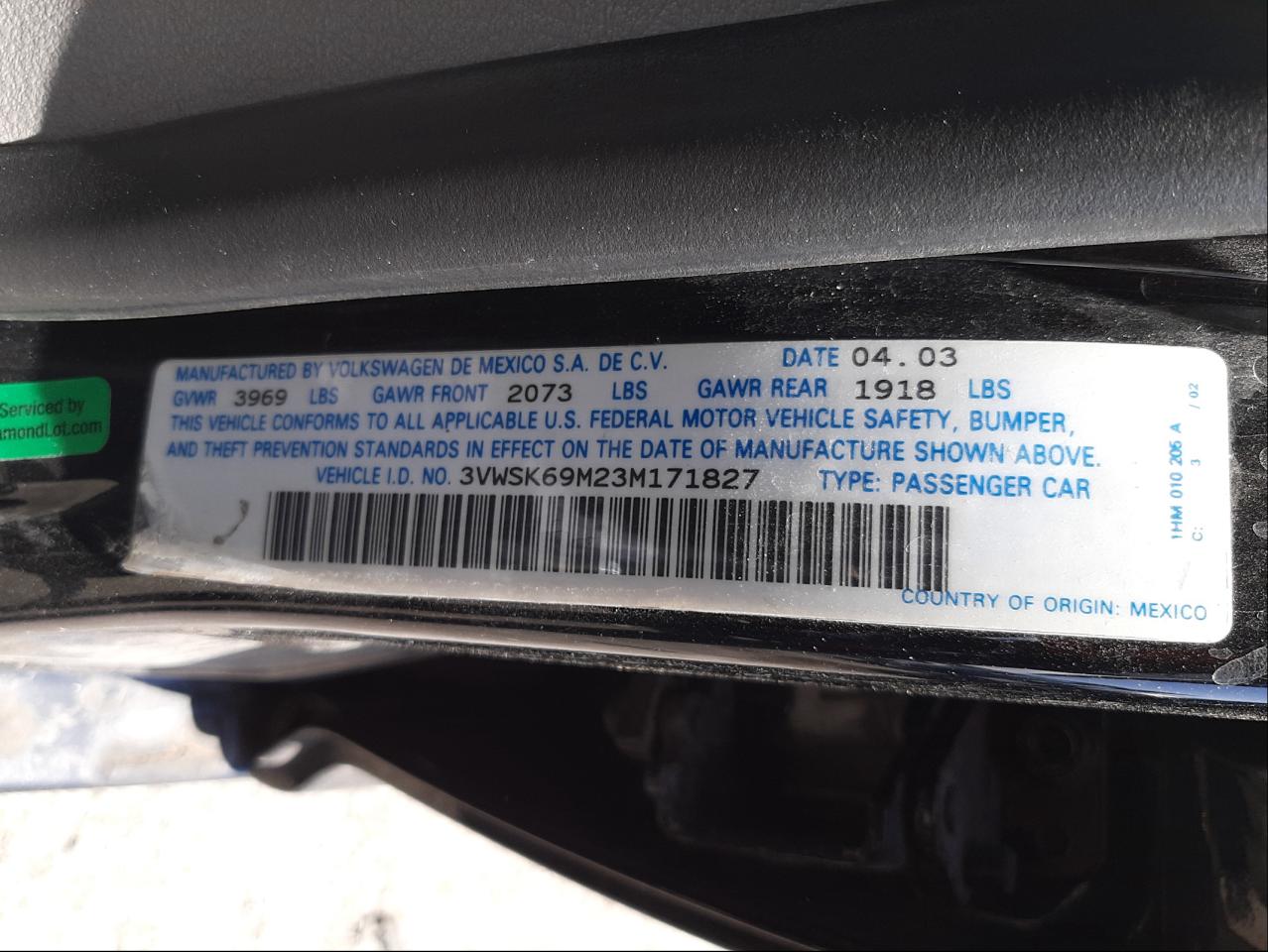 2003 VOLKSWAGEN JETTA GLS - 3VWSK69M23M171827 — photo 9