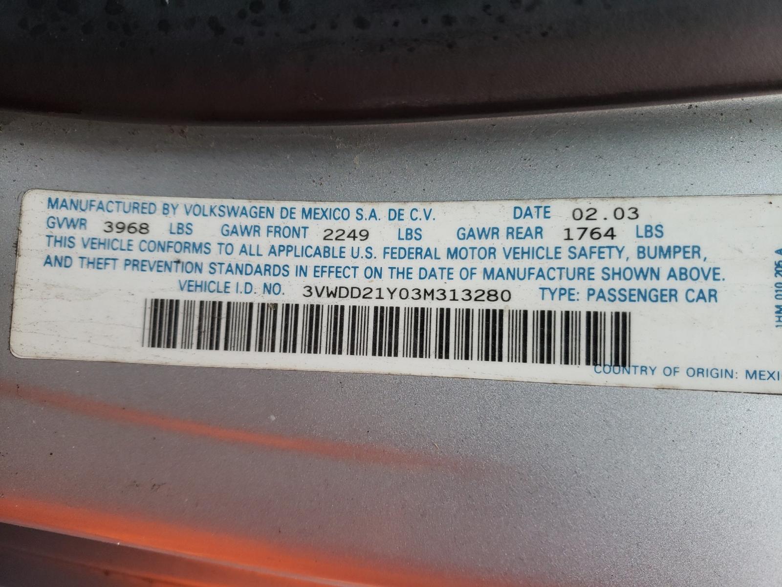 2003 VOLKSWAGEN NEW BEETLE - 3VWDD21Y03M313280 — photo 10