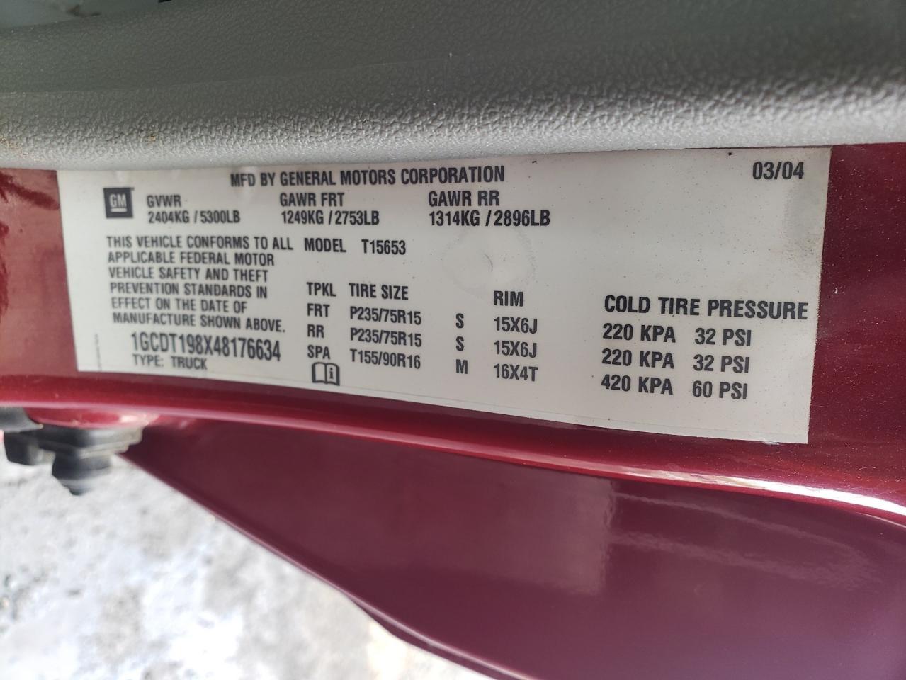 2004 CHEVROLET COLORADO - 1GCDT198X48176634 — photo 11