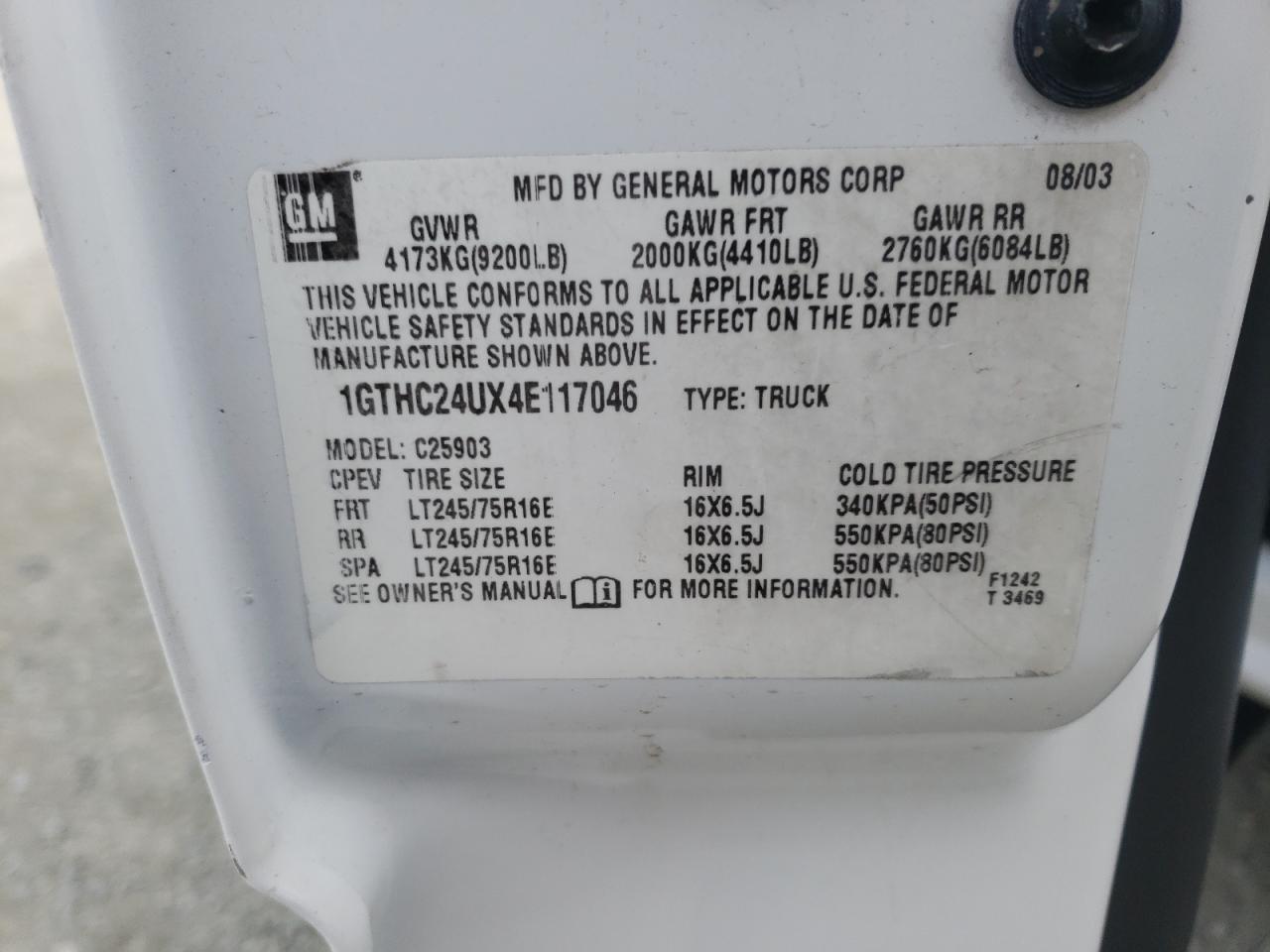 2004 GMC SIERRA C25 - 1GTHC24UX4E117046 — photo 12