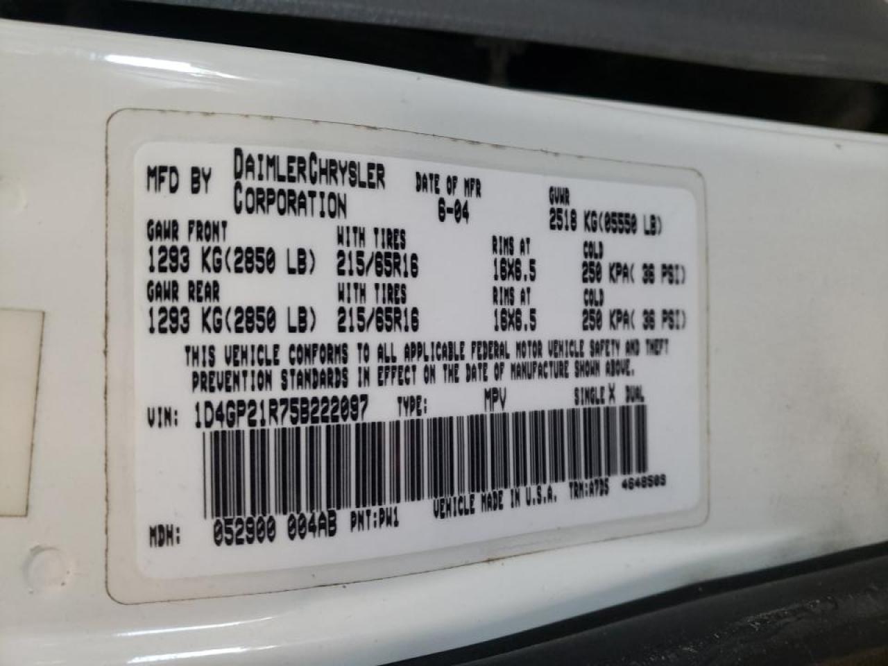 2005 DODGE CARAVAN C/ - 1D4GP21R75B222097 — photo 8