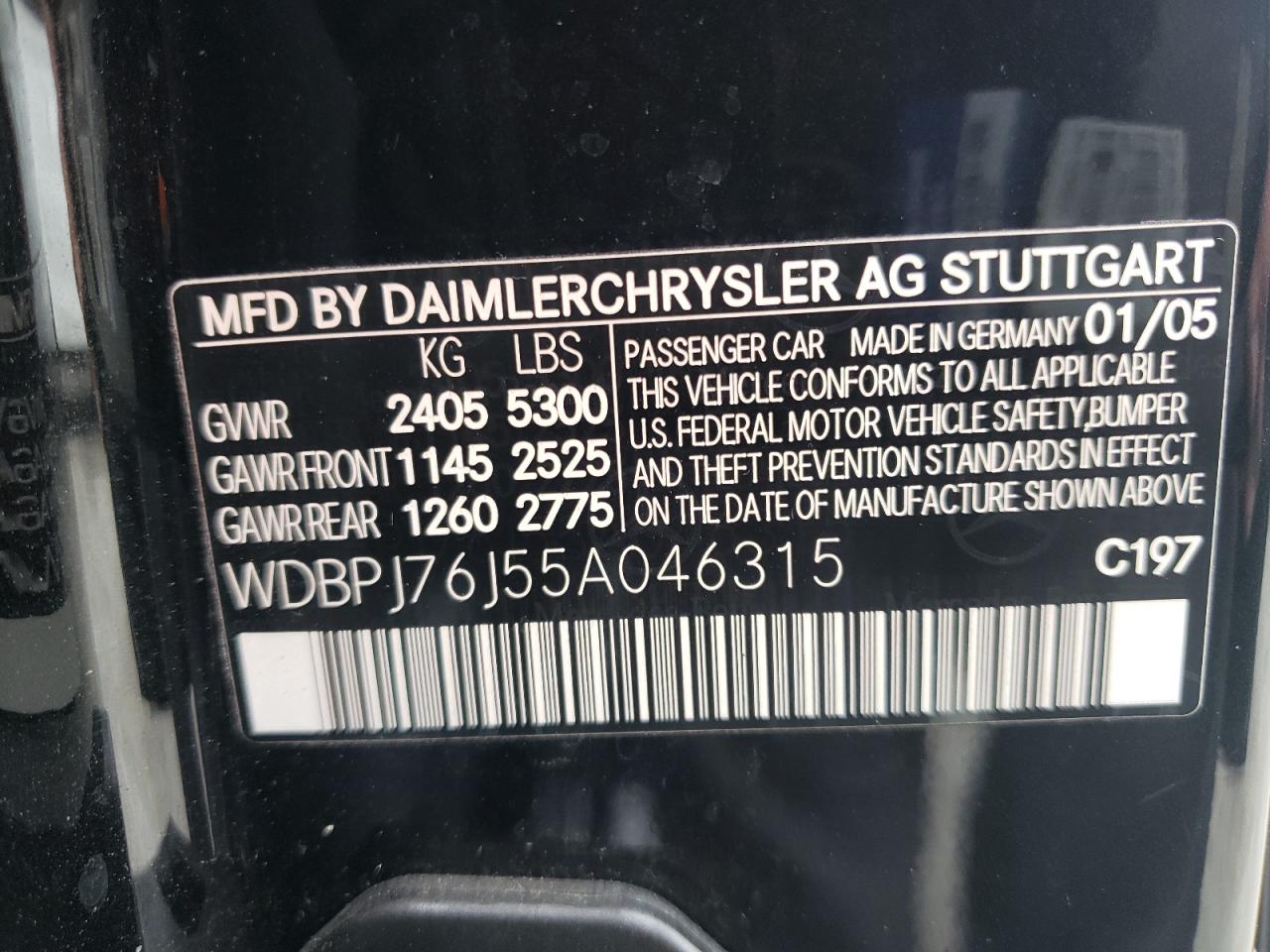 2005 MERCEDES-BENZ CL 600 - WDBPJ76J55A046315 — photo 7