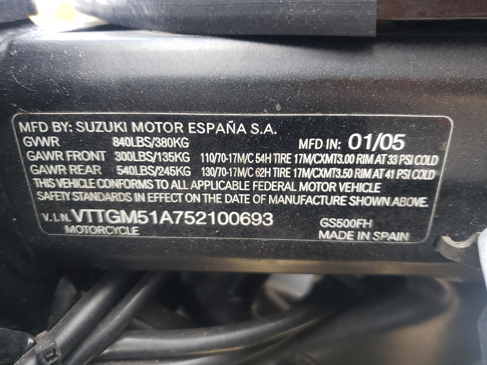 2005 SUZUKI GS500 FK - VTTGM51A752100693 — photo 10