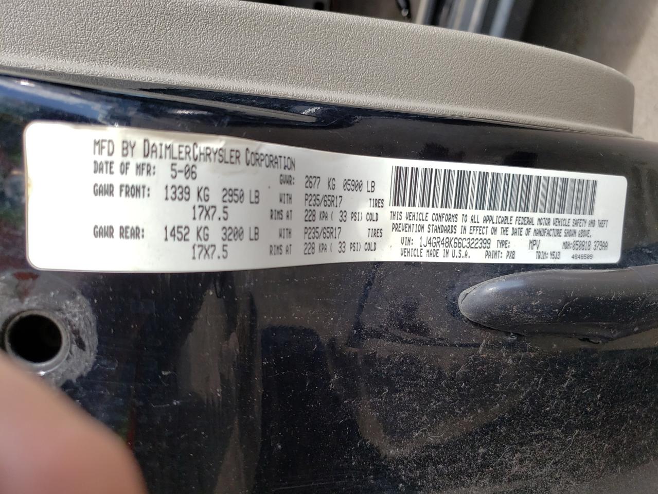2006 JEEP GRAND CHER - 1J4GR48K66C322399 — photo 10
