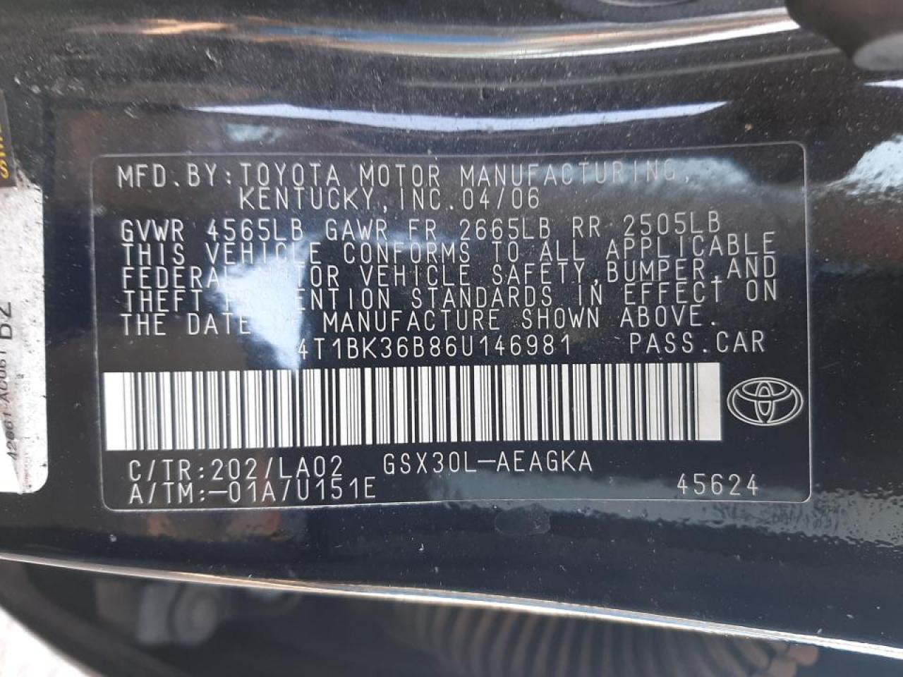 2006 TOYOTA AVALON XL - 4T1BK36B86U146981 — photo 10