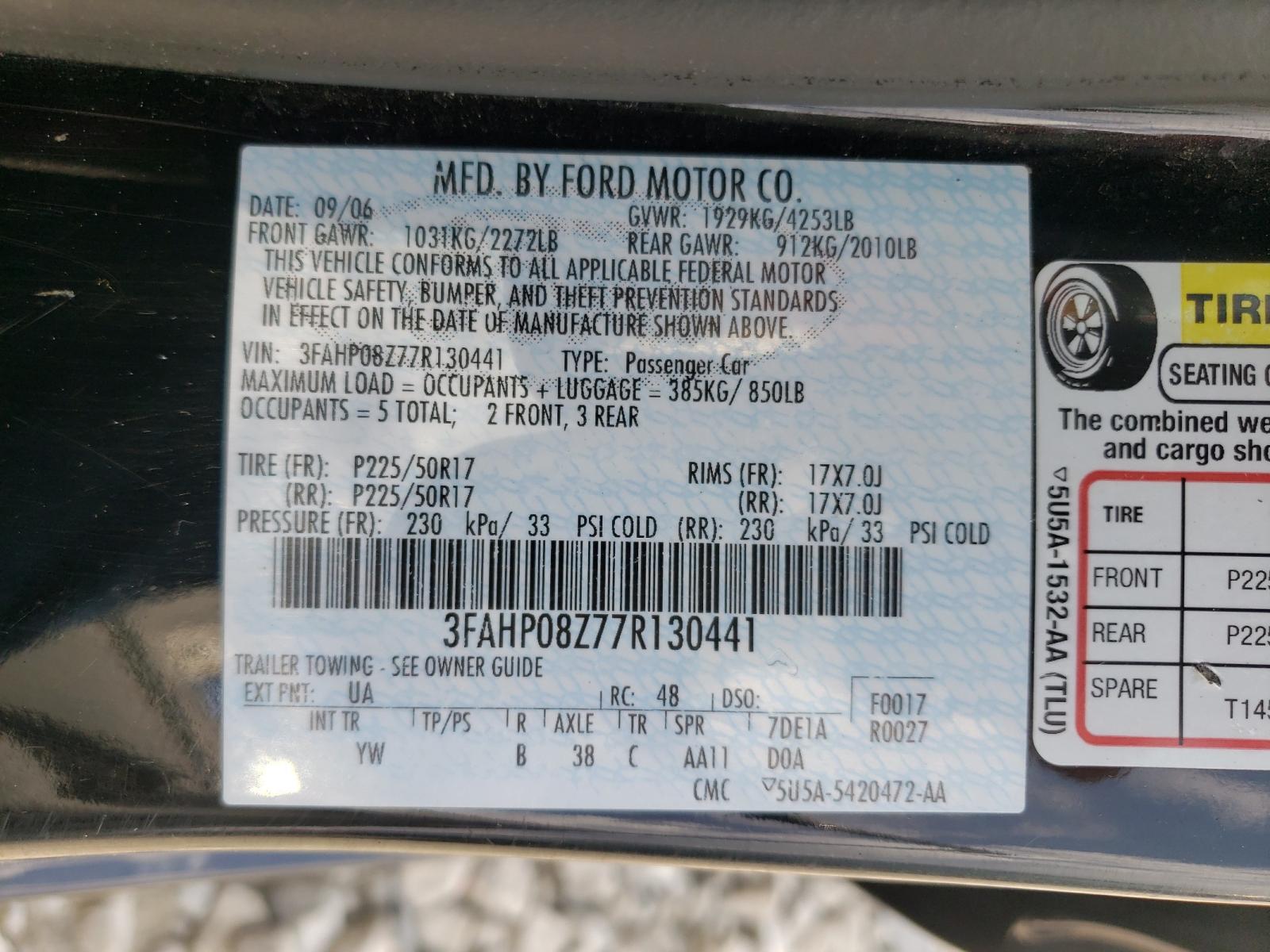 2007 FORD FUSION SEL - 3FAHP08Z77R130441 — photo 10