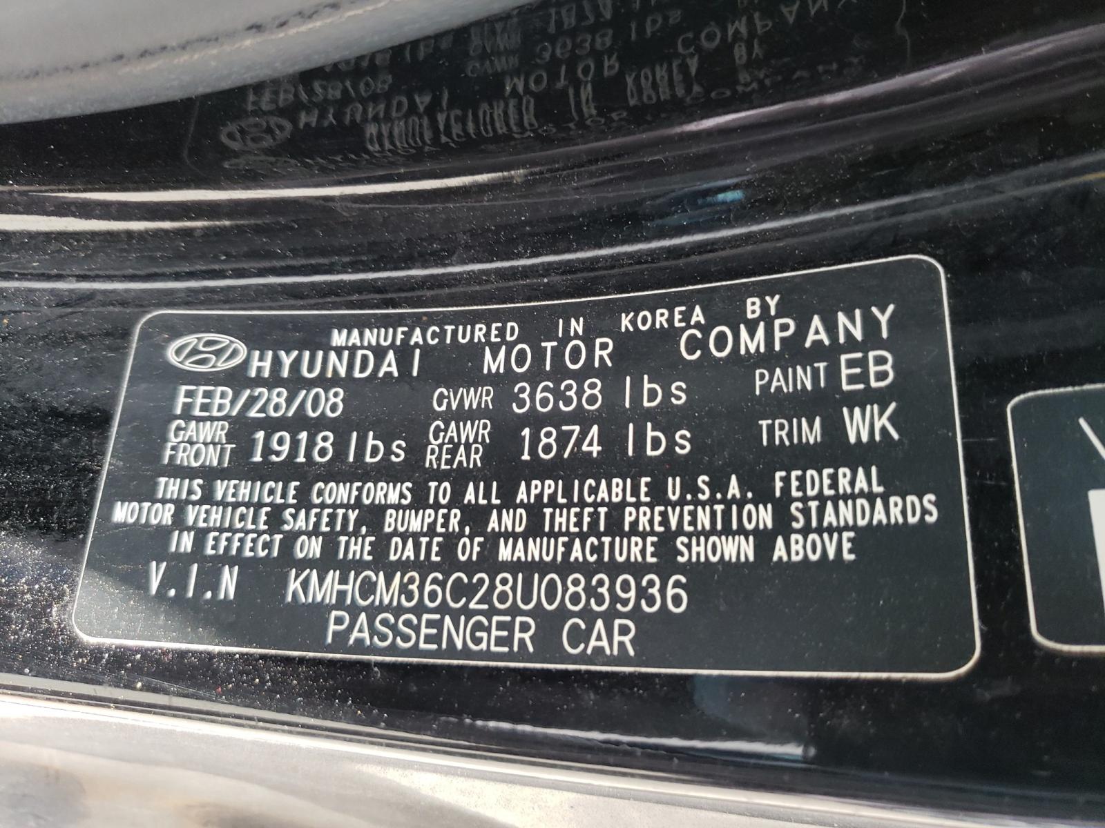 2008 HYUNDAI ACCENT GS - KMHCM36C28U083936 — photo 8