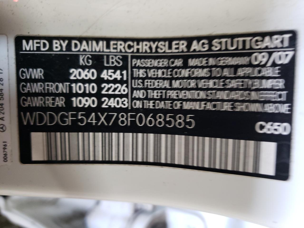 2008 MERCEDES-BENZ C 300 - WDDGF54X78F068585 — photo 10