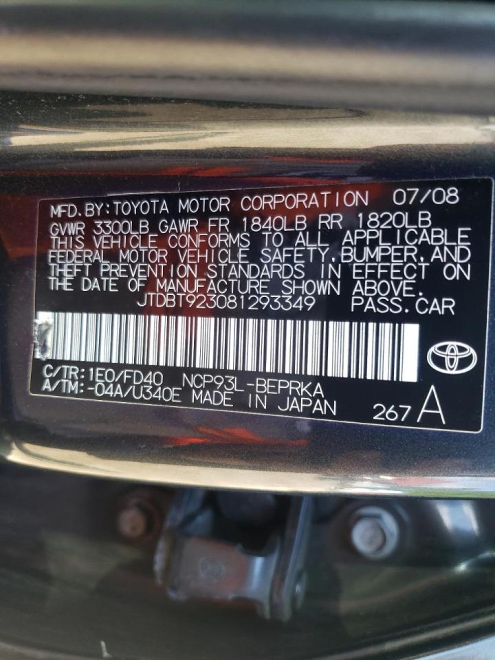2008 TOYOTA YARIS - JTDBT923081293349 — photo 9