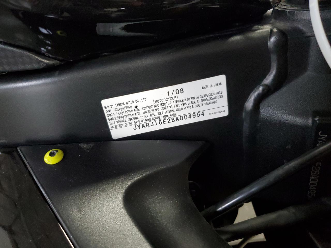 2008 YAMAHA YZFR6 - JYARJ16E28A004954 — photo 10