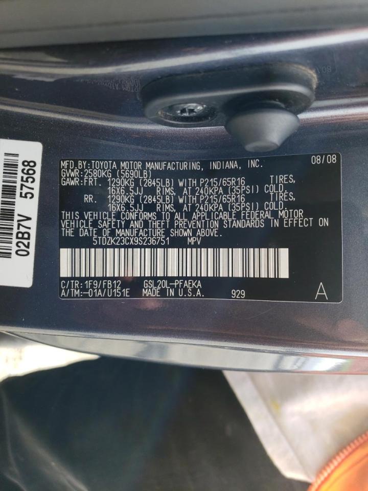 2009 TOYOTA SIENNA CE - 5TDZK23CX9S236751 — photo 10