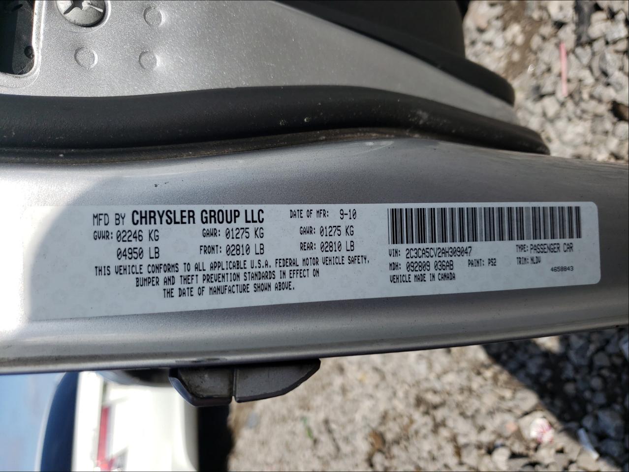 2010 CHRYSLER 300 TOURIN - 2C3CA5CV2AH309047 — photo 10