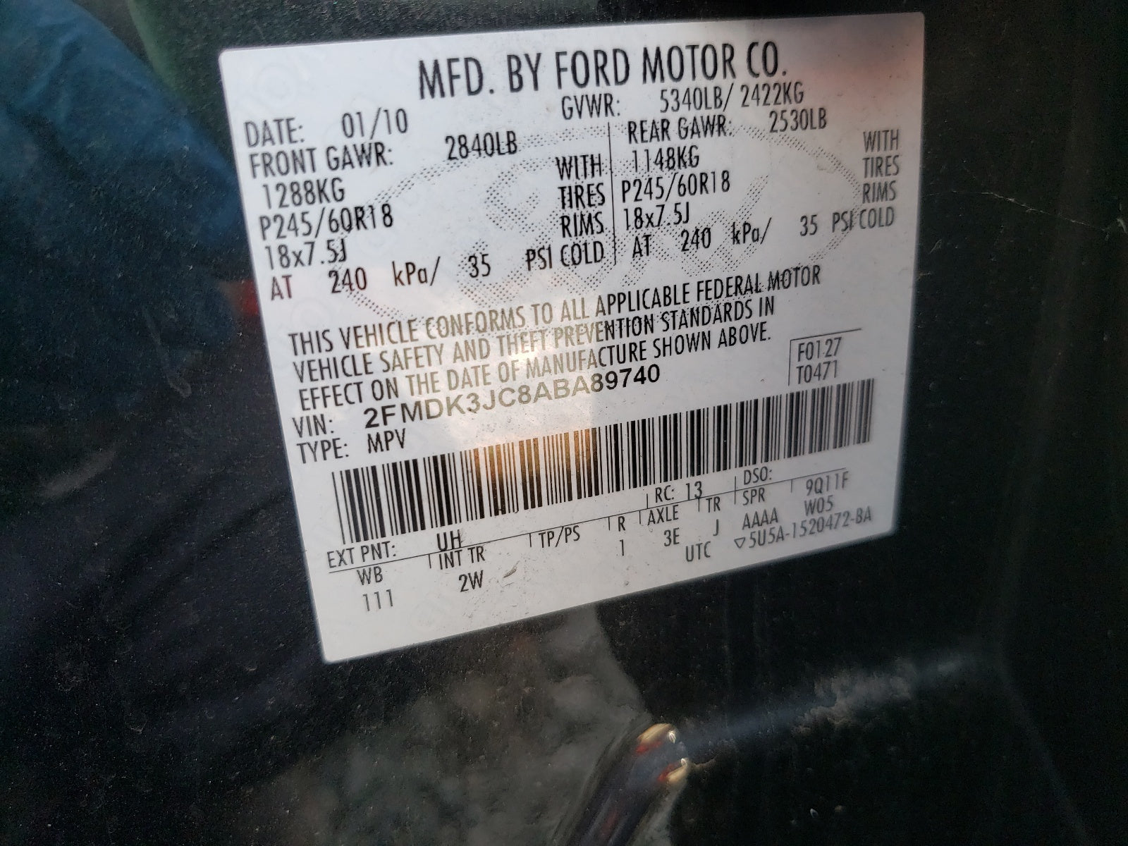2010 FORD EDGE SEL - 2FMDK3JC8ABA89740 — photo 10