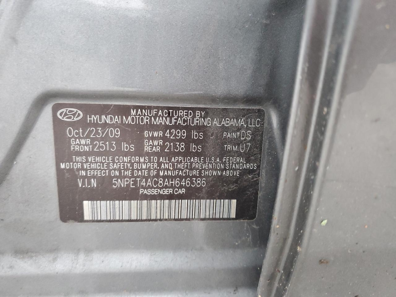 2010 HYUNDAI SONATA - 5NPET4AC8AH646386 — photo 12