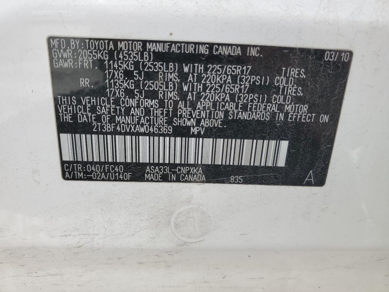 2010 TOYOTA RAV4 - 2T3BF4DVXAW046369 — photo 12