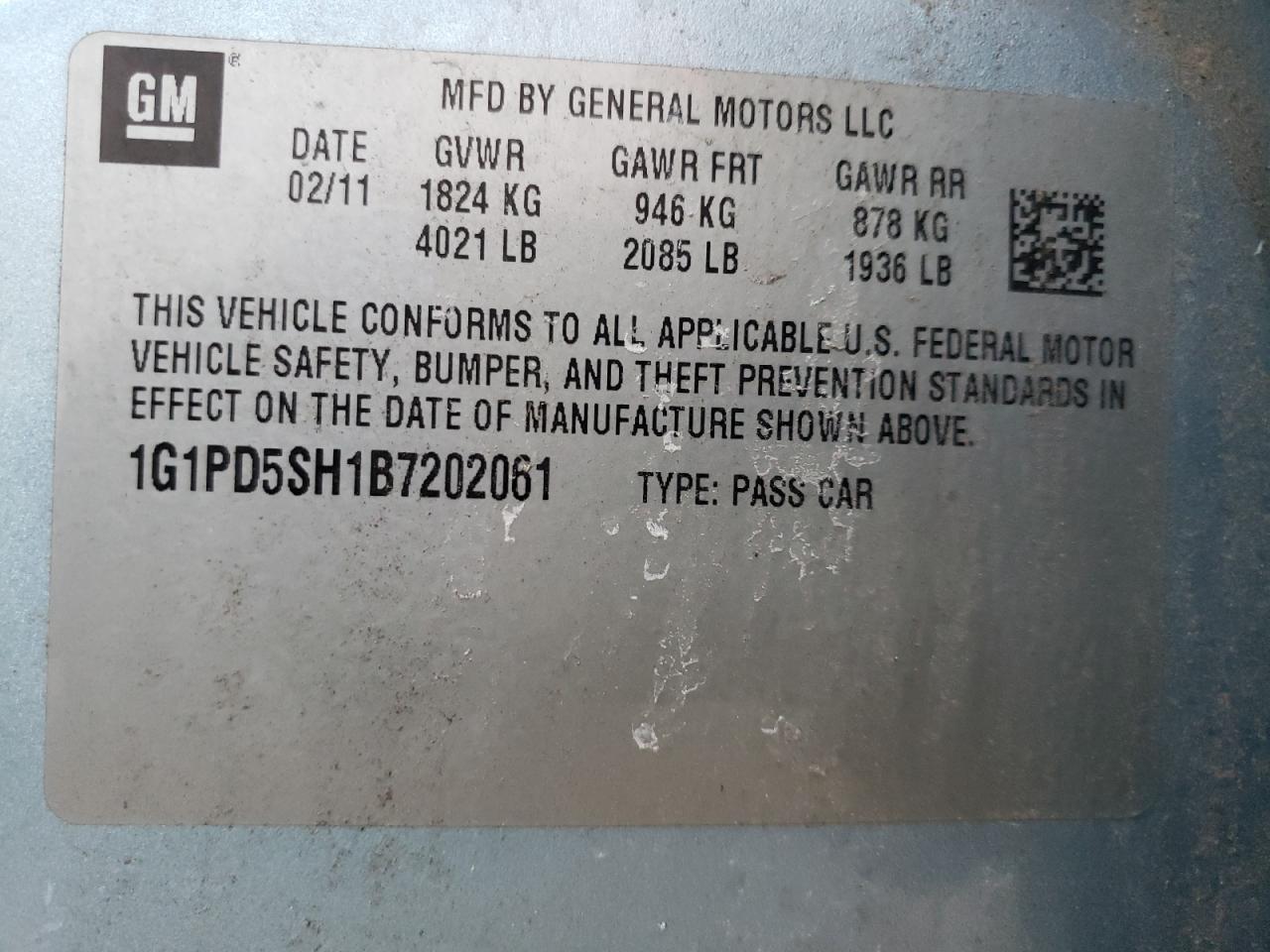 2011 CHEVROLET CRUZE LS - 1G1PD5SH1B7202061 — photo 9