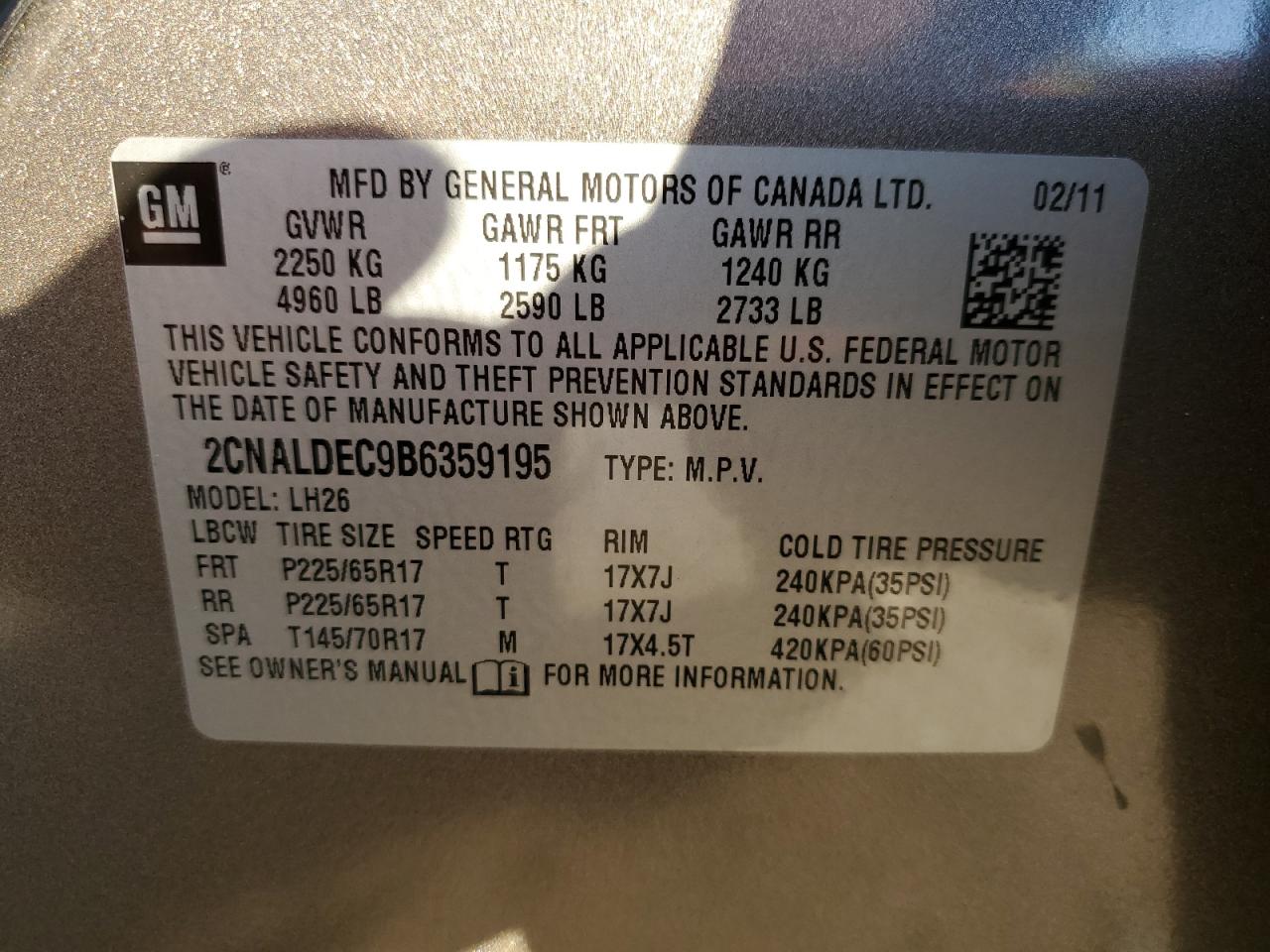 2011 CHEVROLET EQUINOX LT - 2CNALDEC9B6359195 — photo 12